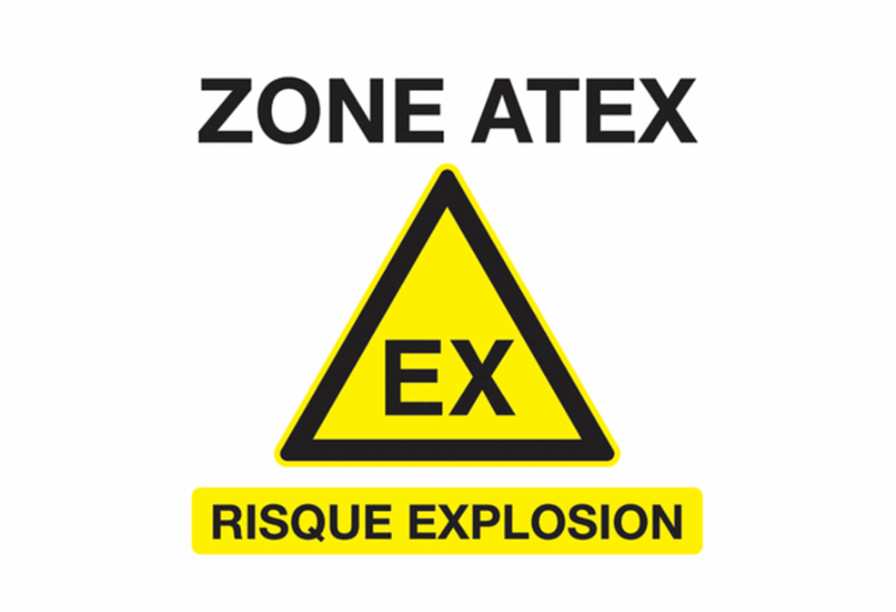 Zone ATEX signalée dans un atelier industriel