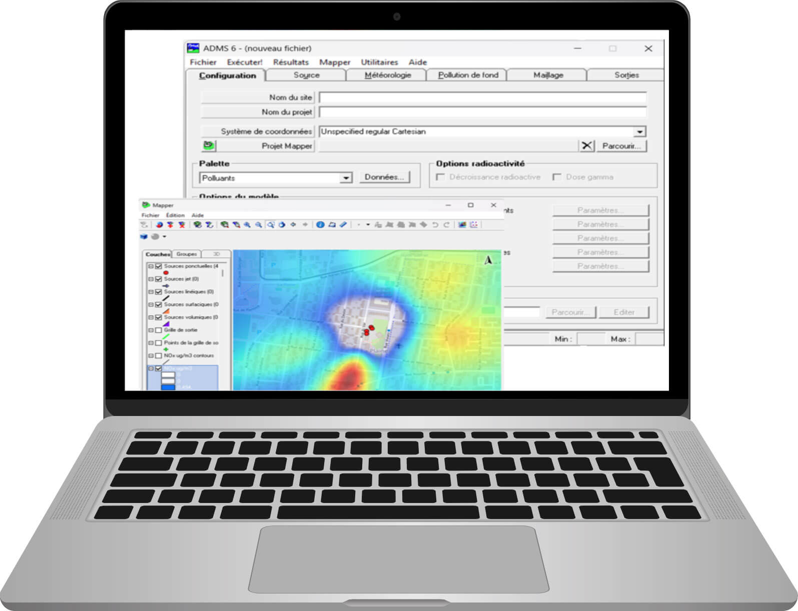 Suite logicielle ADMS pour la dispersion atmosphérique
